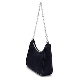 Prada-Prada  Tessuto Chain Strap Hobo Bag (1BH204)-Black
