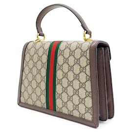 Gucci-Gucci  Ophidia Top Handle Bag (651055)-Brown,Beige,Other