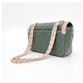 Chanel-Bolso de hombro con cadena Chanel-Rosa,Caqui