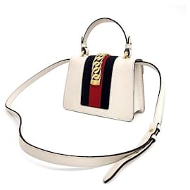 Gucci-Gucci Sylvie Mini Tote Cum Crossbody Bag (470270)-Cream