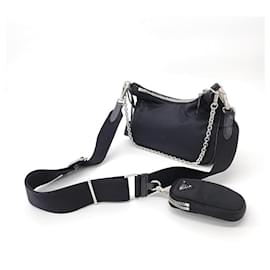 Prada-Prada  Tessuto Chain Strap Hobo Bag-Black