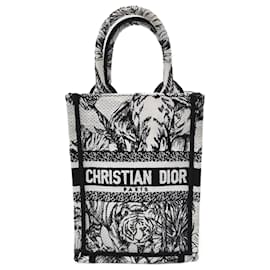 Christian Dior-Mini borsa per cellulare Dior Book Tote-Nero,Bianco