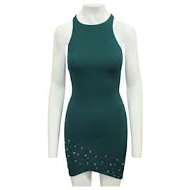 Elizabeth And James-ELIZABETH AND JAMES Teal Green Fitted Dress with Eyelets-Green