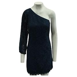 Autre Marque-CONTEMPORARY DESIGNER Dark Blue One Sleeve Lace Dress-Blue