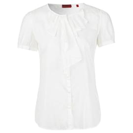 Hugo Boss-HUGO BOSS Top de mudança com detalhes de babados-Branco