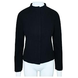 Autre Marque-CONTEMPORARY DESIGNER Black Woolen Jacket with Zipper-Black