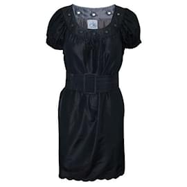 Autre Marque-ZEITGENÖSSISCHES DESIGN Dunkelbraun/ Schwarzes Kleid mit Stickerei-Braun