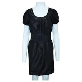 Autre Marque-CONTEMPORARY DESIGNER Dark Brown/ Black Dress with Embroidery-Brown