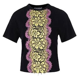 Moschino-MOSCHINO BOUTIQUE Camiseta Moschino com painel de renda-Preto