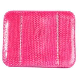 Autre Marque-CONTEMPORARY DESIGNER Pink Python Passport Case-Pink