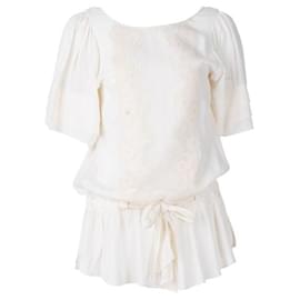 Magali Pascal-Magali Pascal Embroidered Lace Insert Top-White