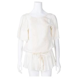 Magali Pascal-Magali Pascal Embroidered Lace Insert Top-White