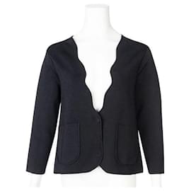 Autre Marque-CONTEMPORARY DESIGNER Cropped Wavey Collar Jacket-Black