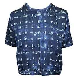 Marni-MARNI Blusa de manga curta com estampa azul-Azul