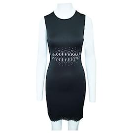 Autre Marque-CONTEMPORARY DESIGNER Black Dress with Laser Cut Elements-Black