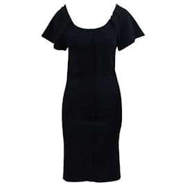 Prada-Prada Marineblaues Kleid mit Rundhalsausschnitt-Marineblau