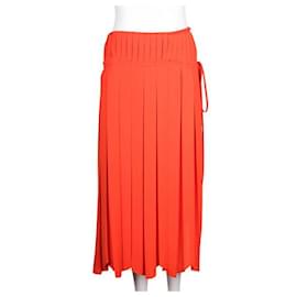 Lanvin-Lanvin Bright Orange Pleated Skirt-Orange