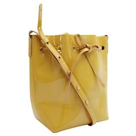 Mansur Gavriel-Mansur Gavriel Mustard Patent Leather Bucket Bag-Yellow