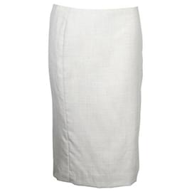 Autre Marque-Cachemira gris claro de diseño contemporáneo/ falda de seda-Gris