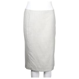 Autre Marque-Cachemira gris claro de diseño contemporáneo/ falda de seda-Gris