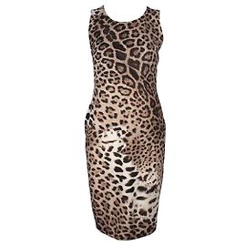Vestido midi sin mangas con estampado de ocelote de Roberto Cavalli Otro