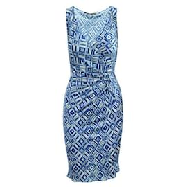Dior-Dior Vintage-Kleid mit blauem Aufdruck-Blau