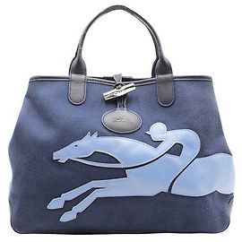 Longchamp Roseau Fleuri Cabas en toile réversible Bleu