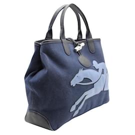 Longchamp-Bolsa de lona reversível Longchamp Roseau Fleuri-Azul
