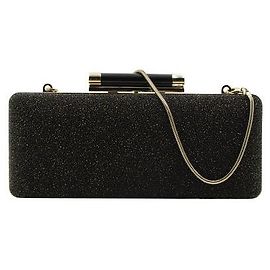 Diane Von Furstenberg Clutch caixa preta e dourada com brilho Preto