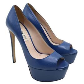 Miu Miu-Zapatos de tacón peep toe con plataforma azul de Miu Miu-Azul