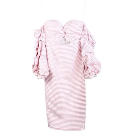 Autre Marque-ZEITGENÖSSISCHES DESIGNER-Kleid mit Streifen und Cut-Outs-Pink