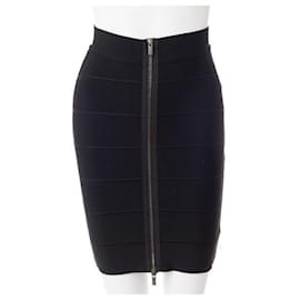Autre Marque-Contemporary Designer 6 Tier Bondage Skirt with Zip Detail-Black