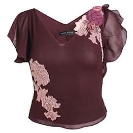 Autre Marque-CONTEMPORARY DESIGNER Brown Top Embroidery Light Pink-Brown