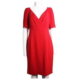 Autre Marque-CONTEMPORARY DESIGNER Long Dress Red V Neck-Red