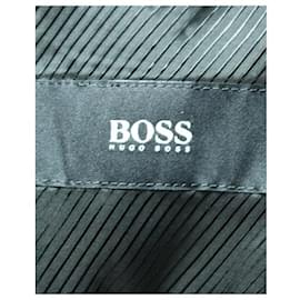 Hugo Boss-HUGO BOSS Schwarzer Anzug, Hose, Gestreifte Krawatte-Schwarz