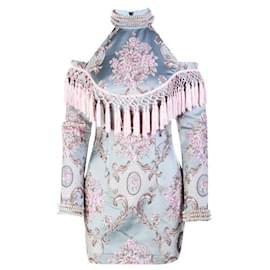 Autre Marque-CONTEMPORARY DESIGNER Tassels Embellished Mini Dress-Blue