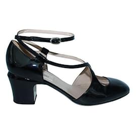 Valentino-Valentino Patent Leather Block Heels-Black
