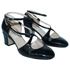 Valentino-Valentino Patent Leather Block Heels-Black
