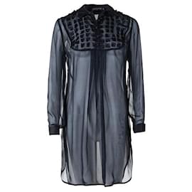 Autre Marque-Vestido de camisa transparente preto de designer contemporâneo-Preto