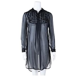 Autre Marque-Contemporary Designer Black Sheer Shirt Dress-Black