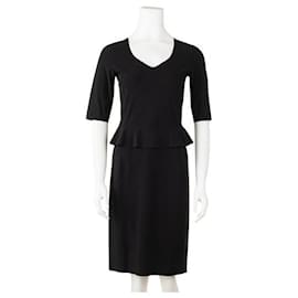 Autre Marque-Contemporary Designer Peplum Frill Midi Dress-Black