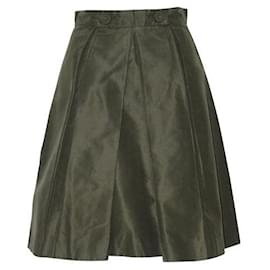 Prada-Prada Olive Green Pleated Skirt-Green