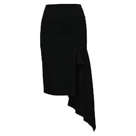 Balenciaga-Balenciaga Black Asymmetric Woolen Skirt-Black