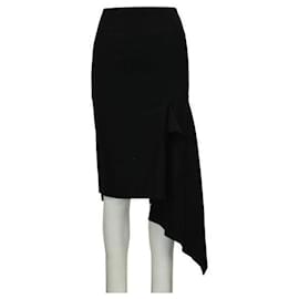 Balenciaga-Balenciaga Black Asymmetric Woolen Skirt-Black