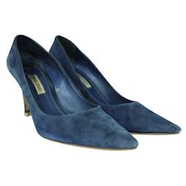 Miu Miu-Sapatos pontiagudos de camurça azul Miu Miu-Azul