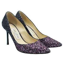 Jimmy Choo-Jimmy Choo Saltos Glitter Rosa a Roxo-Roxo