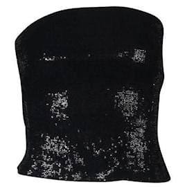 Autre Marque-Top de festa preto com lantejoulas e sem alças de design contemporâneo-Preto