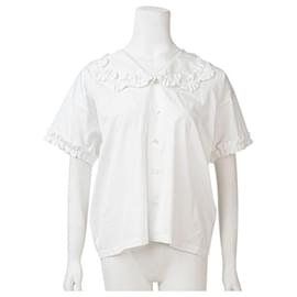Comme Des Garcons-Blusa blanca con cuello con volantes de Comme Des Garçons-Blanco