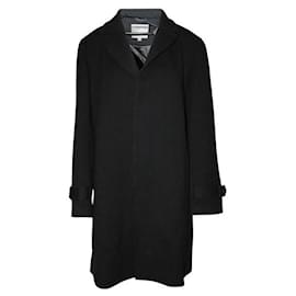 Autre Marque-Manteau noir de créateur contemporain avec garnitures en cuir-Noir