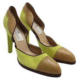 Givenchy-Givenchy Beige & Lime Green Two Tone High Heels-Green